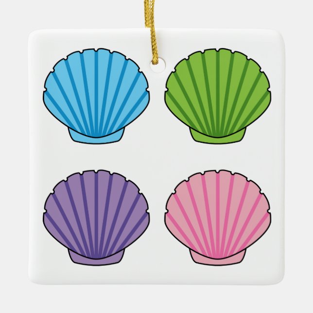 Pastel Colorful Seashell Pack Keramikornament (Vorderseite)