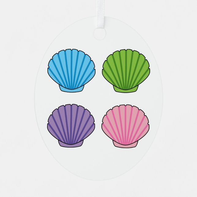 Pastel Colorful Seashell Pack Ornament Aus Metall (Vorderseite)