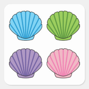 Pastel Colorful Seashell Pack Quadratischer Aufkleber