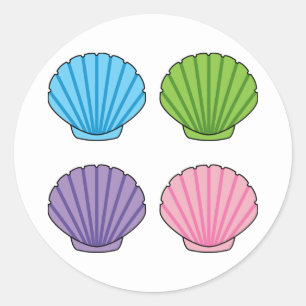 Pastel Colorful Seashell Pack Runder Aufkleber