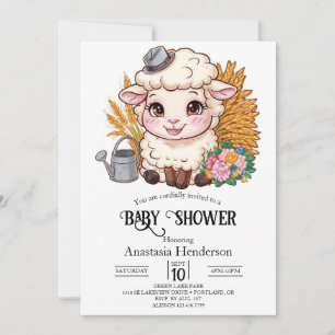 Pastel Colorful Sheep Baby Dusche Einladung