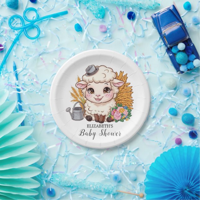 Pastel Colorful Sheep Baby Dusche Pappteller (Party)