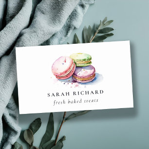 Pastel Colorful Wasserfarbe Französisch Macarons B Visitenkarte