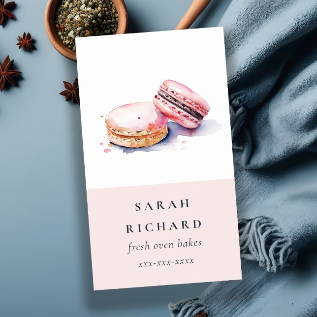 Pastel Colorful Wasserfarbe Französisch Macarons B Visitenkarte (Von Creator hochgeladen)