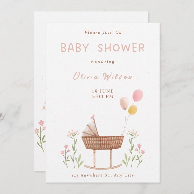 Pastel Colorful Watercolor Illustrative Einladung (Vorne/Hinten)