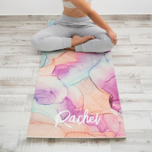Pastel Colors Alcohol Tinte Abstraktes Muster Yogamatte