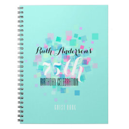Pastel Colors Aqua 75th Birthday Party Guest Book Notizblock