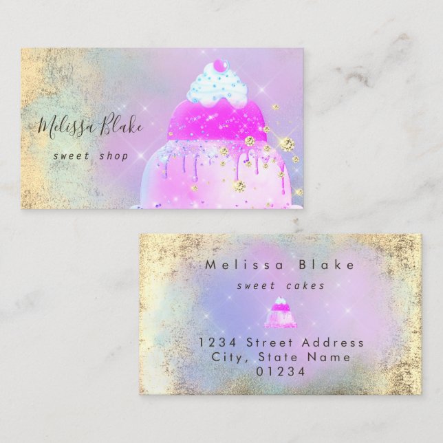 pastel colors cake logo visitenkarte (Vorne/Hinten)