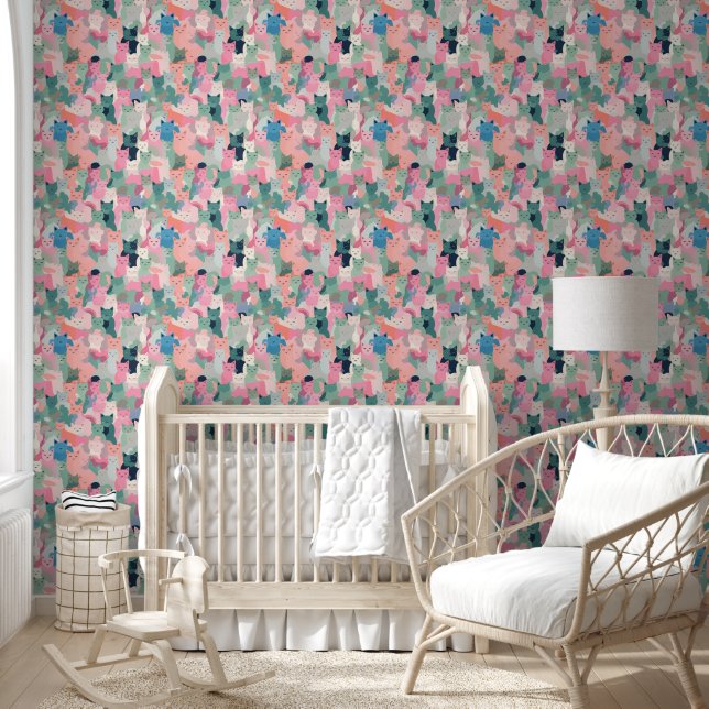 Pastel Colors Cat Camouflage Tapete (Kinder)