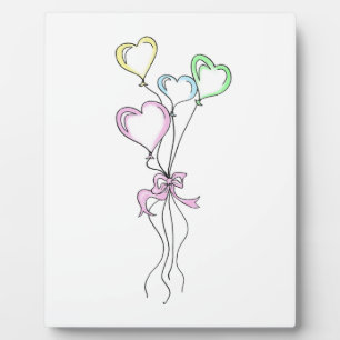 Pastel Colors Heart Balloons Fotoplatte