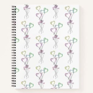 Pastel Colors Heart Balloons Notebook Notizbuch