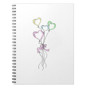 Pastel Colors Heart Balloons Notizblock