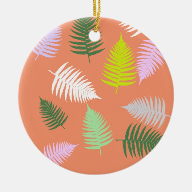 Pastel Colors Lucky Fern Keramik Ornament (Vorne)