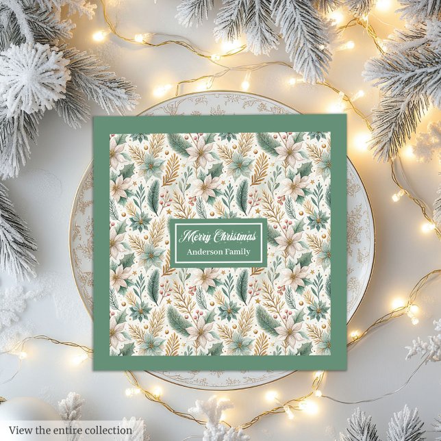 Pastel Colors Napkins Elegant Christmas Floral  Serviette (Pastel Colors Napkins Elegant Christmas Floral Accent)
