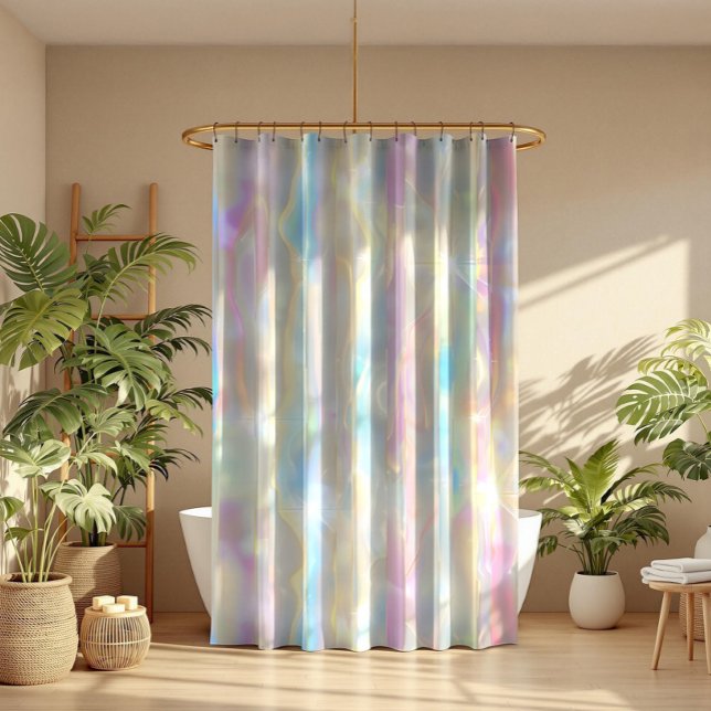 Pastel Colors Shimmering Iridescent Stripes Patter Duschvorhang (Von Creator hochgeladen)