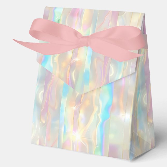 Pastel Colors Shimmering Iridescent Stripes Patter Geschenkschachtel (Vorderseite)