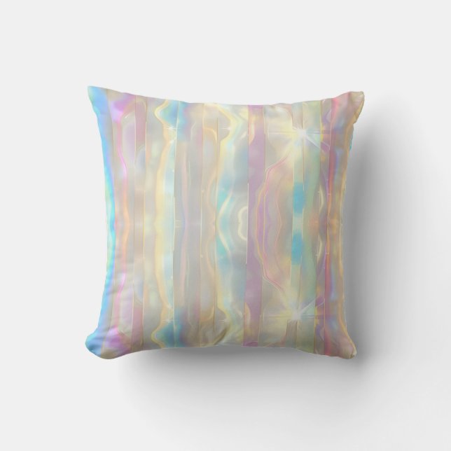 Pastel Colors Shimmering Iridescent Stripes Patter Kissen (Vorderseite)