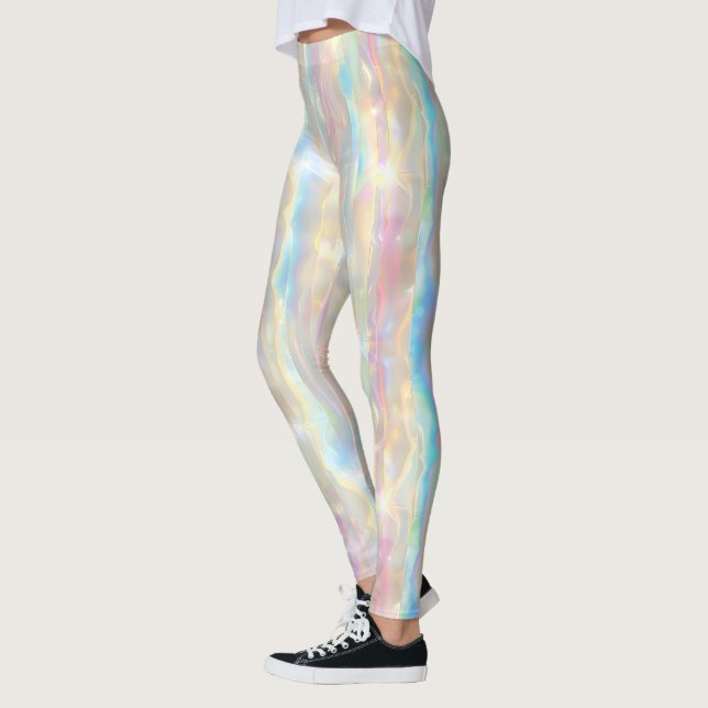 Pastel Colors Shimmering Iridescent Stripes Patter Leggings (Links)