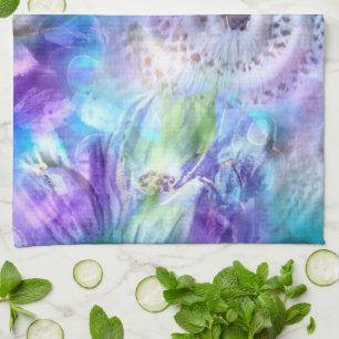Pastel Colors Whimsical Abstrakt Blue Lila Green Geschirrtuch