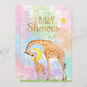Pastel Colour Mother und Baby Giraffe Baby Dusche Einladung