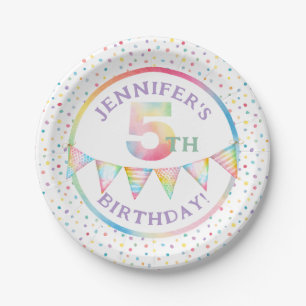 Pastel Confetti 5. Geburtstagsparty Tellers Pappteller