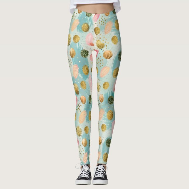 Pastel Confetti Glitzer Abstraktes Muster (2) Leggings (Vorderseite)