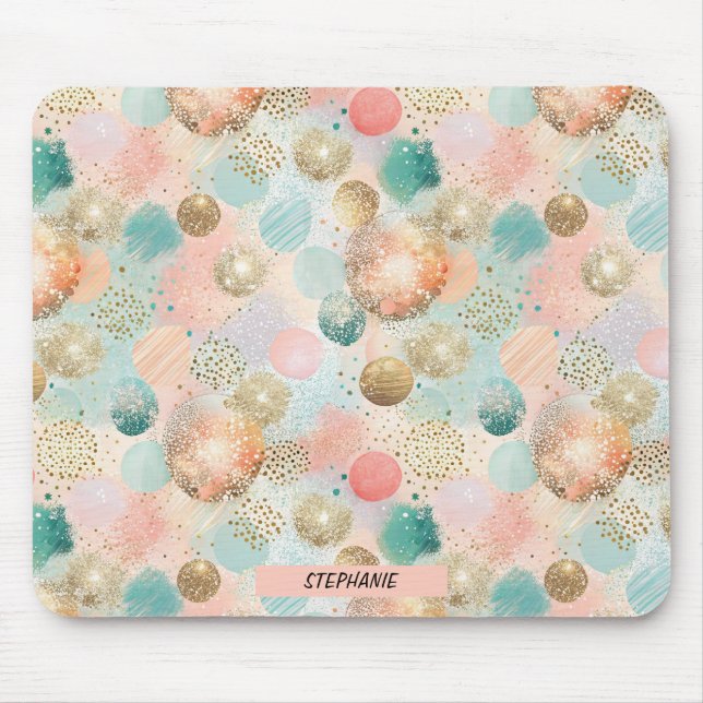 Pastel Confetti Glitzer Abstraktes Muster Mousepad (Vorne)