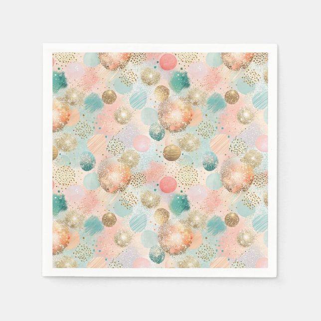 Pastel Confetti Glitzer Abstraktes Muster Serviette (Vorderseite)
