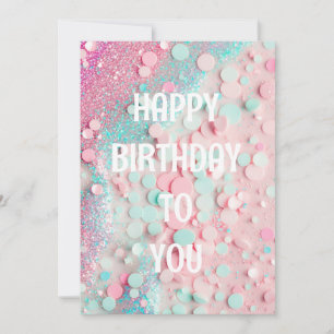 Pastel Confetti Glitzer Happy Birthday Card Einladung