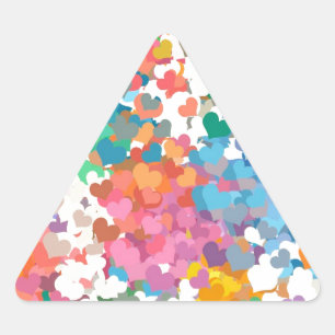 Pastel Confetti Hearts Dreieckiger Aufkleber