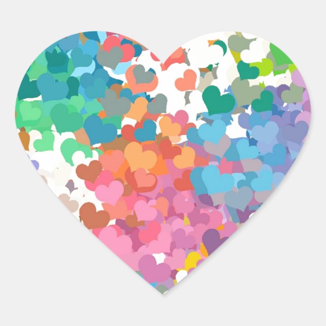 Pastel Confetti Hearts Herz-Aufkleber (Vorderseite)