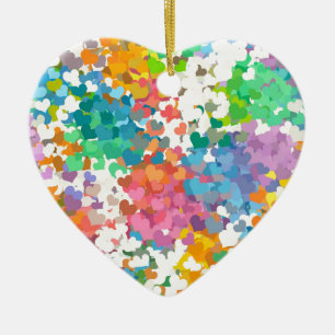 Pastel Confetti Hearts Keramikornament