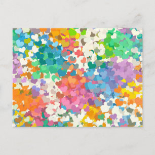 Pastel Confetti Hearts Postkarte