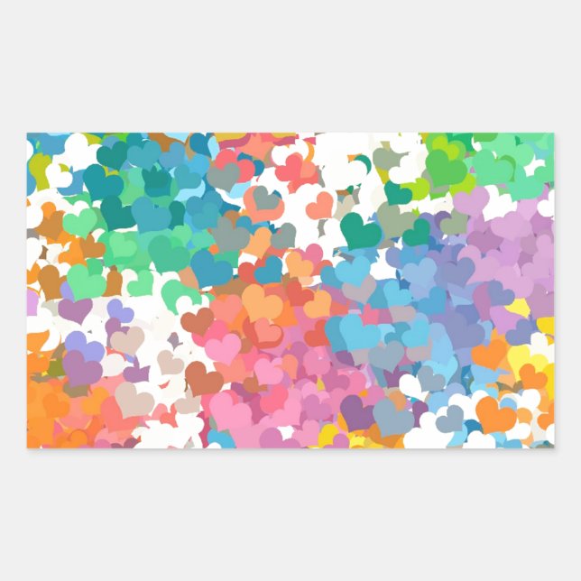Pastel Confetti Hearts Rechteckiger Aufkleber (Vorderseite)