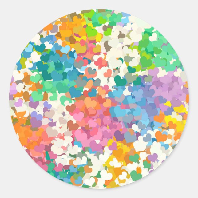 Pastel Confetti Hearts Runder Aufkleber (Vorderseite)