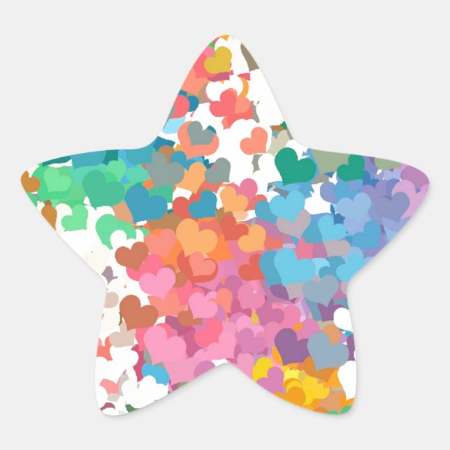 Pastel Confetti Hearts Stern-Aufkleber (Vorderseite)