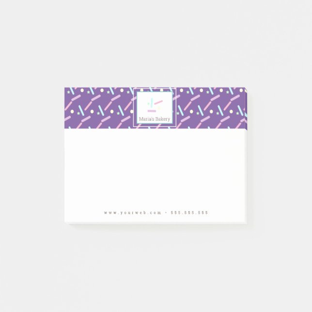 Pastel Confetti Sprinkles Bakery Cake Logo Post-it Klebezettel (Vorderseite)