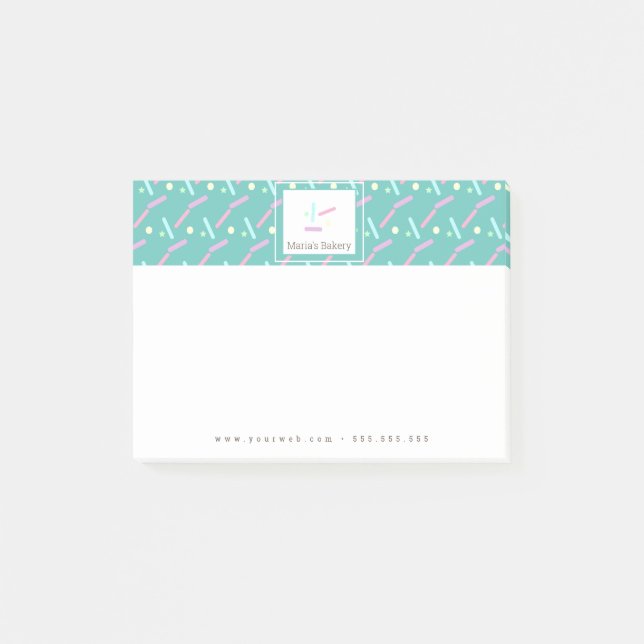 Pastel Confetti Sprinkles Bakery Cake Logo Post-it Klebezettel (Vorderseite)