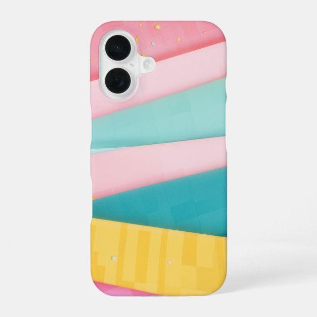 Pastel Confetti Streifen iPhone 16 Hülle (Rückseite)
