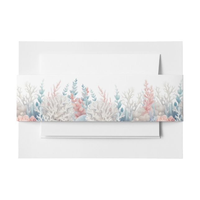Pastel Coral Reef Beach Wedding- Einladungsbanderole (Vorderseite Beispiel)