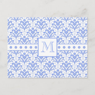 Pastel Cornflower Blue Art Deco Vintag Damask Postkarte