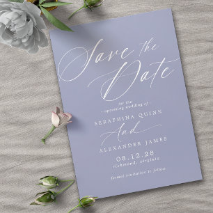 Pastel Cornflower Blue Einfache moderne Schrift Save The Date