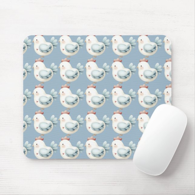 Pastel Cottagecore Chicken Mousepad (Mit Mouse)