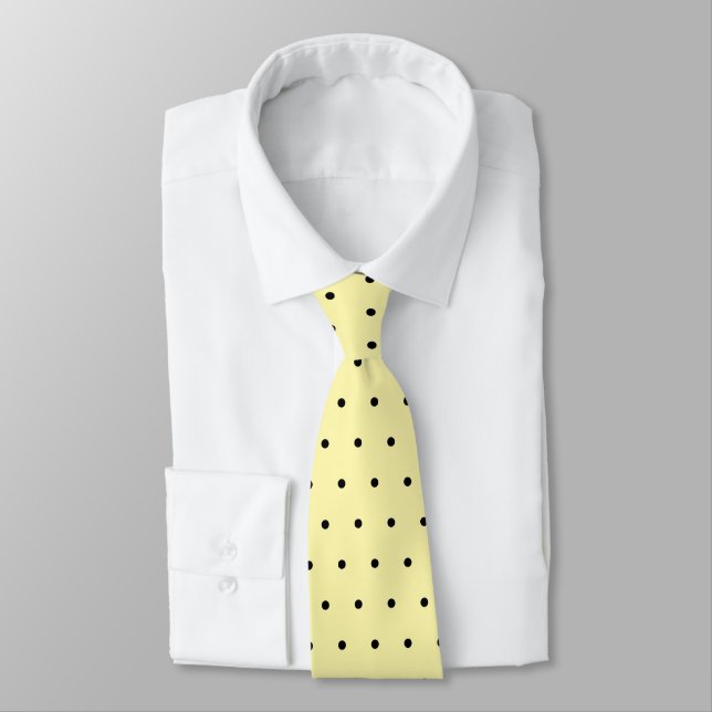 Pastel Cream Black Polka Dots Krawatte (Gebunden)