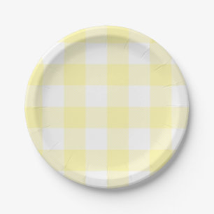 Pastel Cream Gingham Kariertes Muster Pappteller