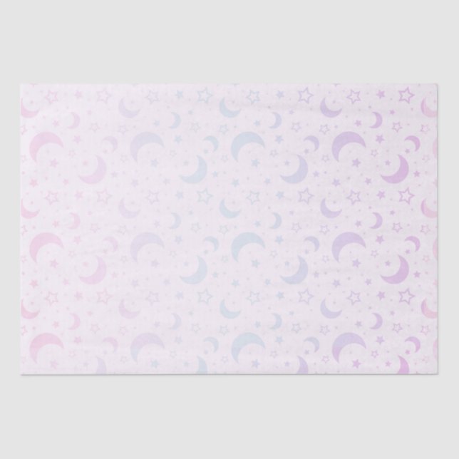 Pastel Crescent Moons and Stars Halloween Seidenpapier (Vorderseite)