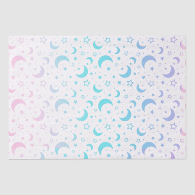 Pastel Crescent Moons and Stars Halloween Seidenpapier (Vorderseite)