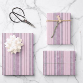 Pastel Crimson, Purple & Gray Chevron Stripes Geschenkpapier Set