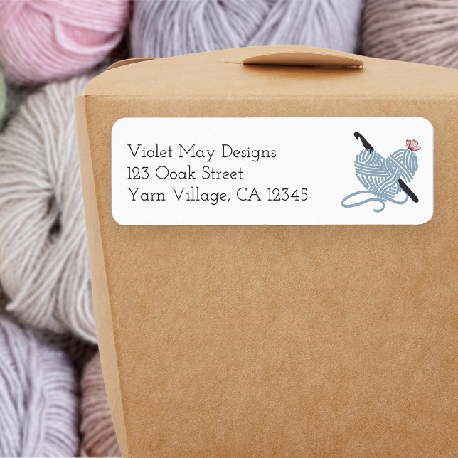 Pastel Crochet Hook Butterfly Garn Rücksendeadress (Return address labels for crochet lover, LYS or online yarn retailer)