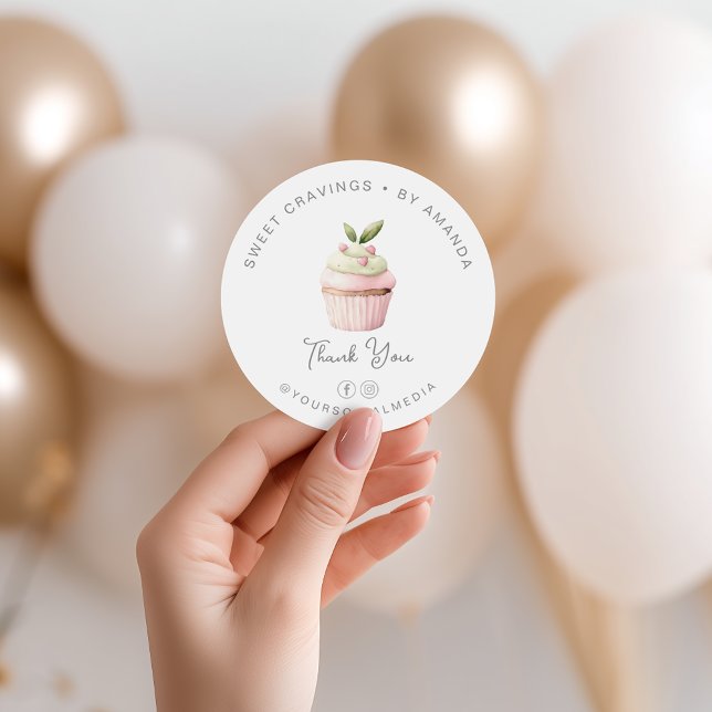 Pastel Cupcake Bakery Süßigkeiten Danke Runder Aufkleber (Von Creator hochgeladen)